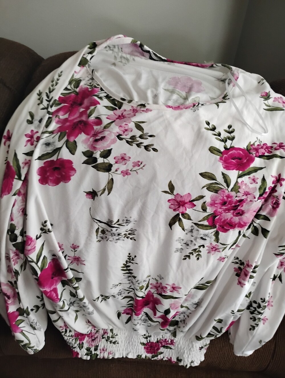 White Floral Long Sleeve Blouse